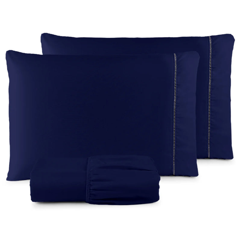 Conjunto de Lençol Casal QUEEN 3 Peças Micro Percale Stick Point - 400 Fios