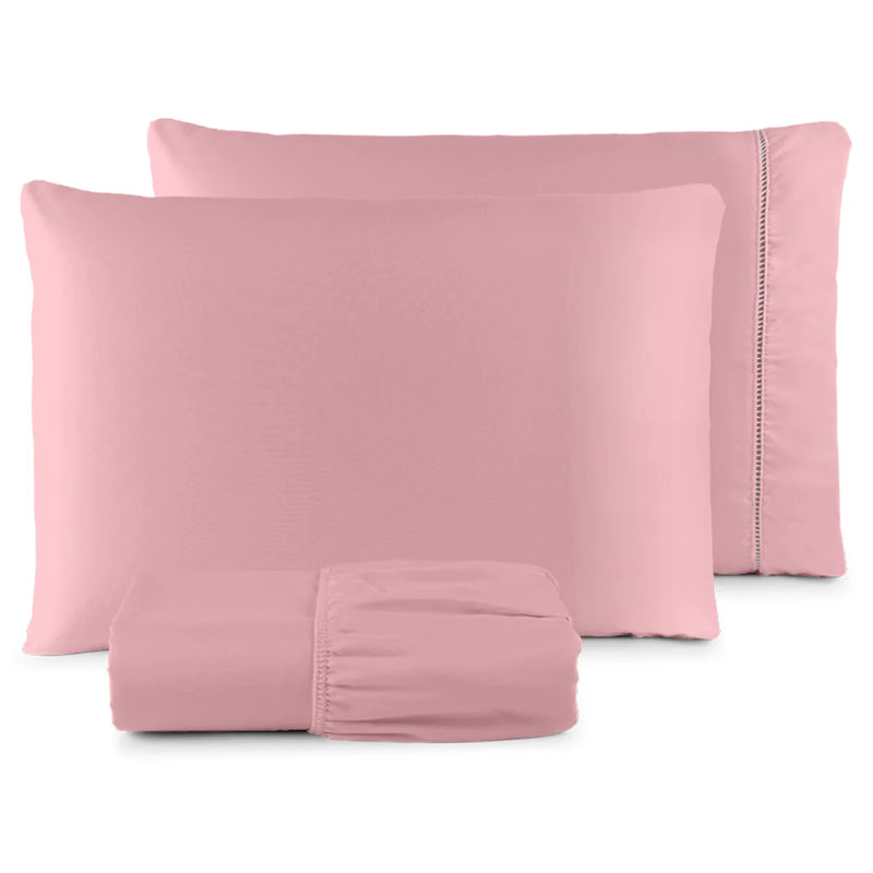 Conjunto de Lençol Casal QUEEN 3 Peças Micro Percale Stick Point - 400 Fios