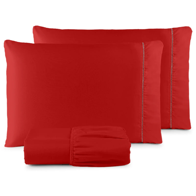 Conjunto de Lençol Casal QUEEN 3 Peças Micro Percale Stick Point - 400 Fios