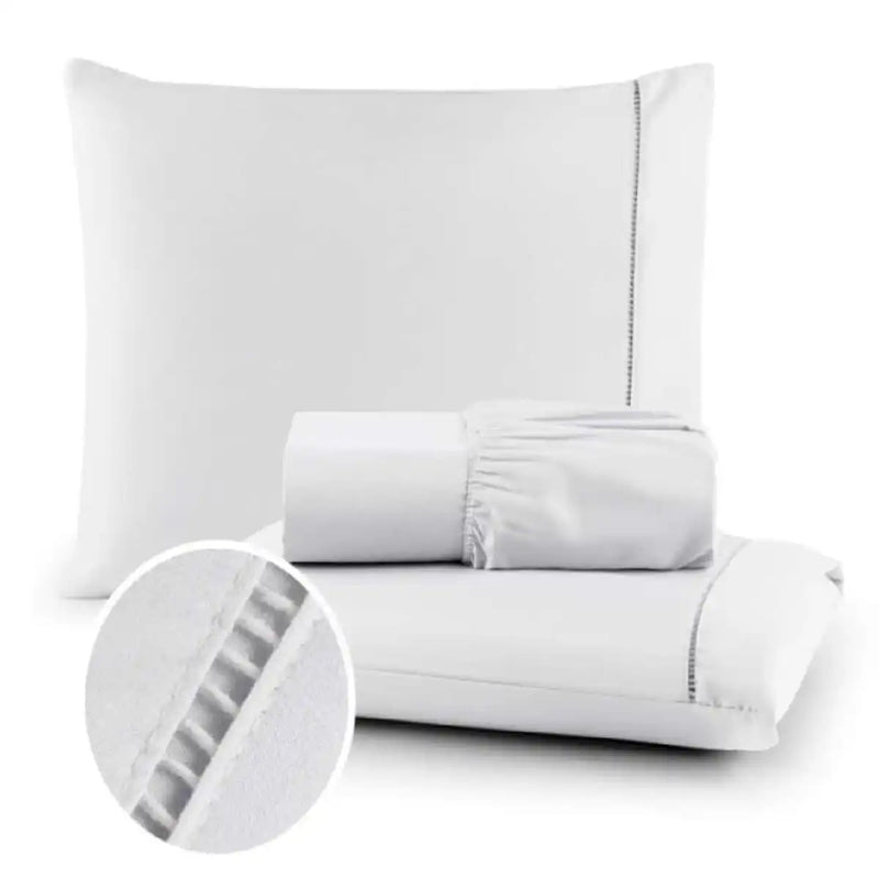 Conjunto de Lençol Casal QUEEN 3 Peças Micro Percale Stick Point - 400 Fios