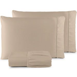 Conjunto de Lençol Casal QUEEN 3 Peças Micro Percale Stick Point - 400 Fios