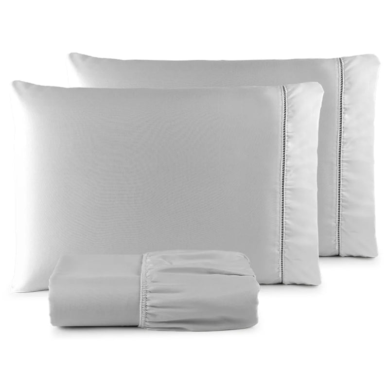 Conjunto de Lençol Casal QUEEN 3 Peças Micro Percale Stick Point - 400 Fios