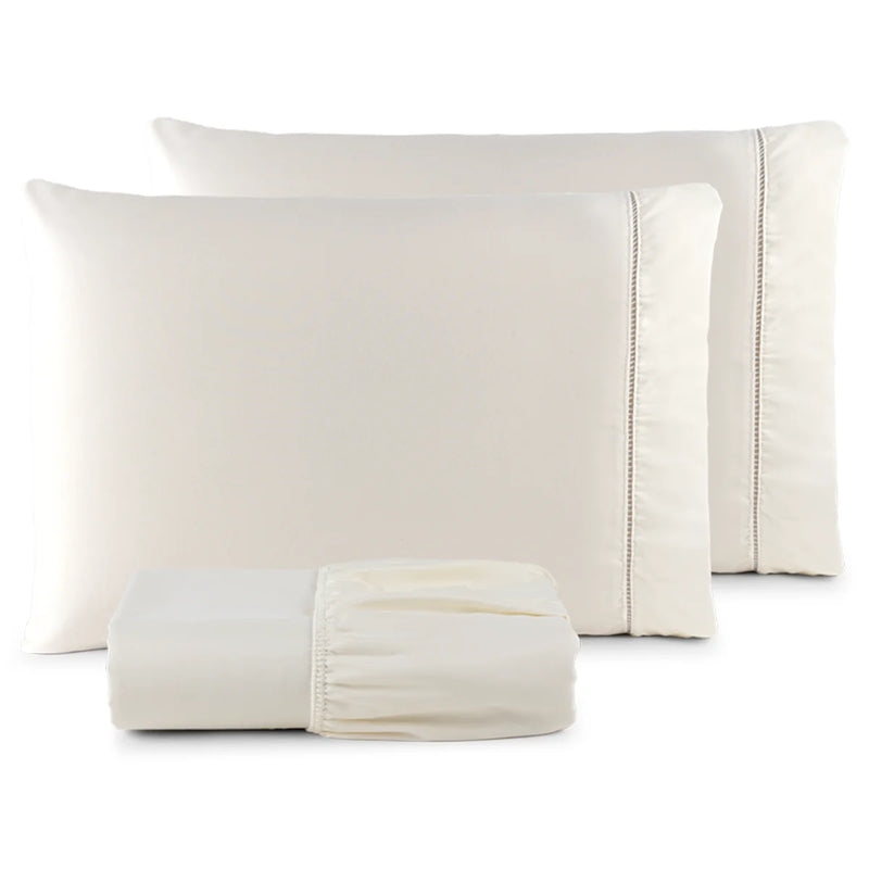 Conjunto de Lençol Casal QUEEN 3 Peças Micro Percale Stick Point - 400 Fios