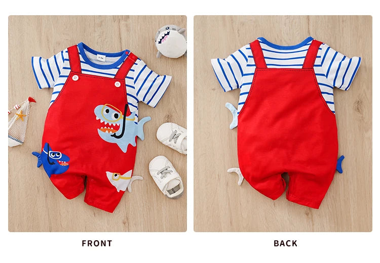 Macacão Infantil Verão Unissex - Estilo Tubarão Vermelho