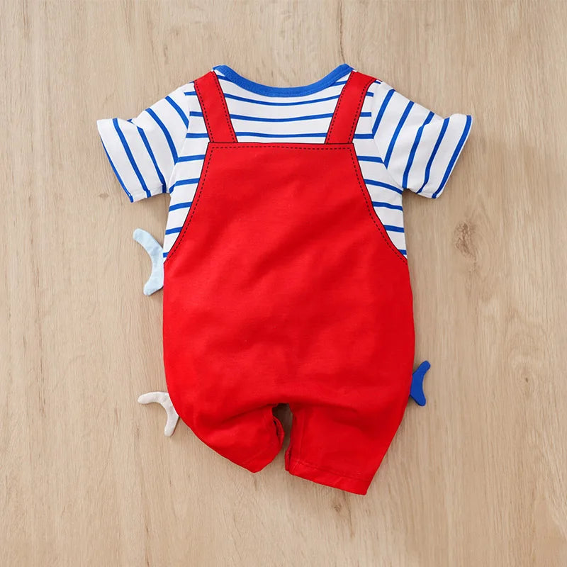 Macacão Infantil Verão Unissex - Estilo Tubarão Vermelho