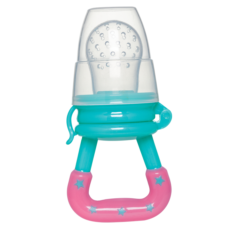 Chupeta Alimentadora Silicone Macio Bebê Porta Frutinha Sugador Introdução Alimentar Azul Rosa Buba - Lar e Bebê