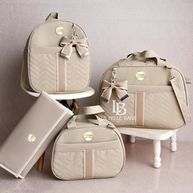 Bolsa Maternidade Luxo 4 Peças – Mochila, Bolsa Pequena e Trocador para Bebê