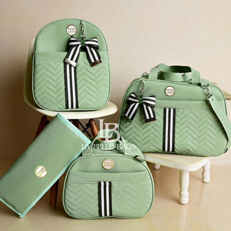 Bolsa Maternidade Luxo 4 Peças – Mochila, Bolsa Pequena e Trocador para Bebê