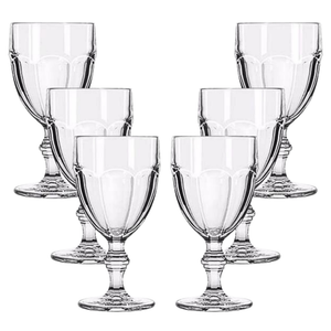 Jogo 6 Taça Diamante Copo Vidro Transparente Bico De Jaca Elegante Design Moderno Cristal
