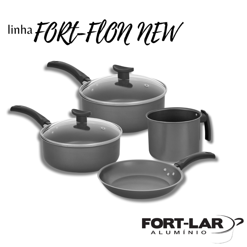 Conjunto De Panelas 4 Peças Antiaderente Grafite Fort-lar