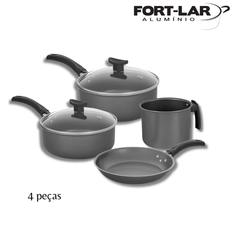 Conjunto De Panelas 4 Peças Antiaderente Grafite Fort-lar