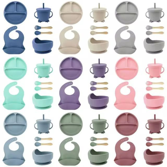 kit 8 peças de Silicone para alimentação de bebês