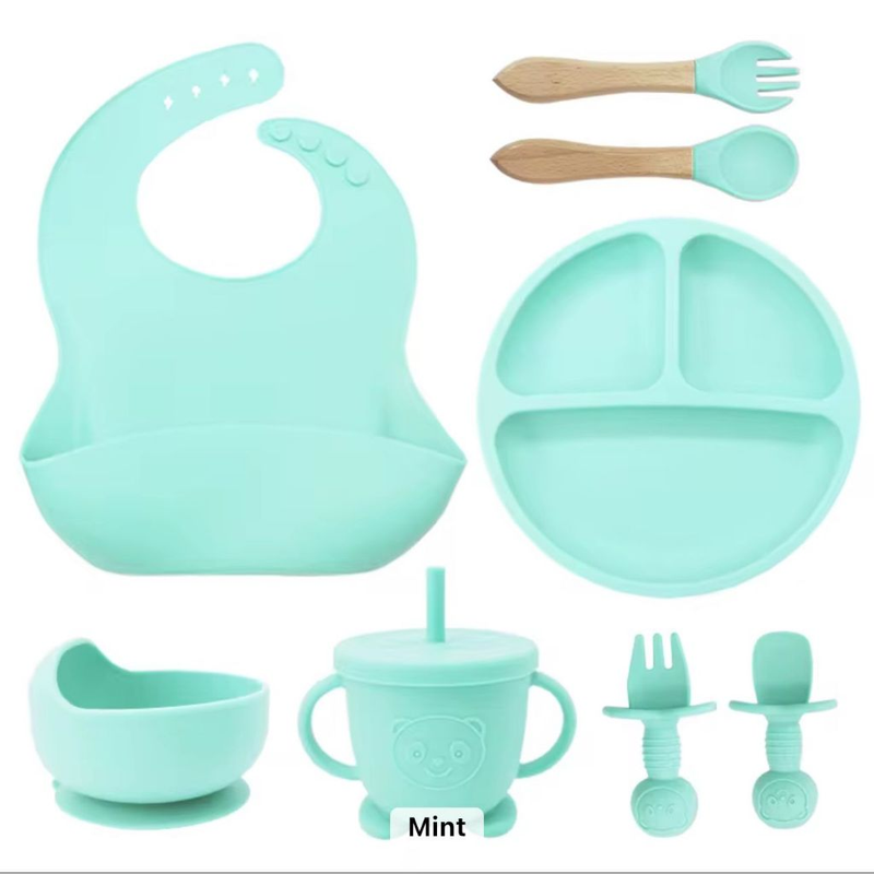 kit 8 peças de Silicone para alimentação de bebês