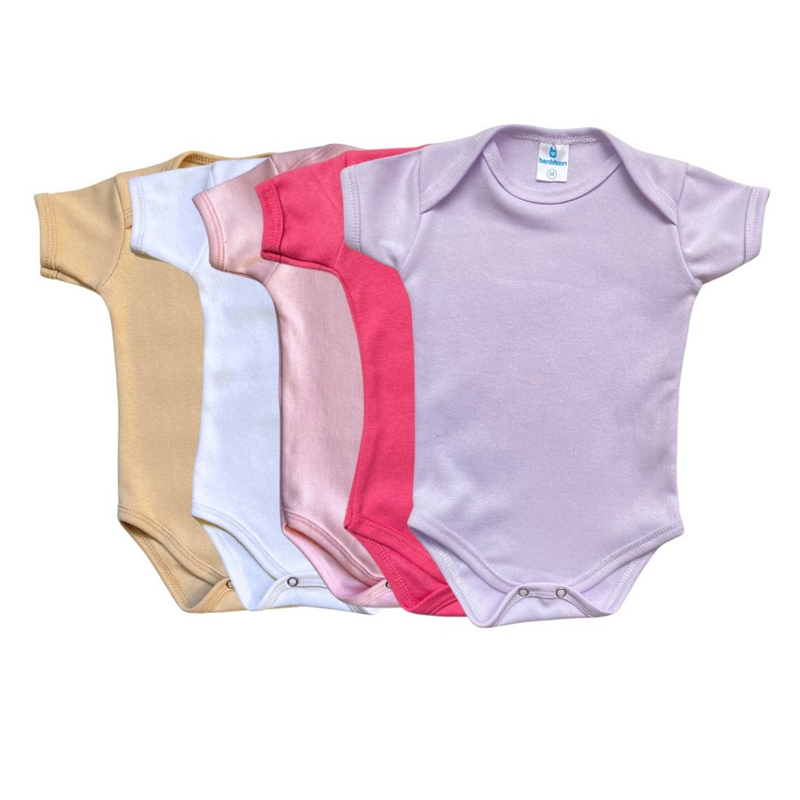 Kit Body Liso Bebê Neutro 5 Peças 100% Algodão - Conforto e Qualidade para Seu Bebê