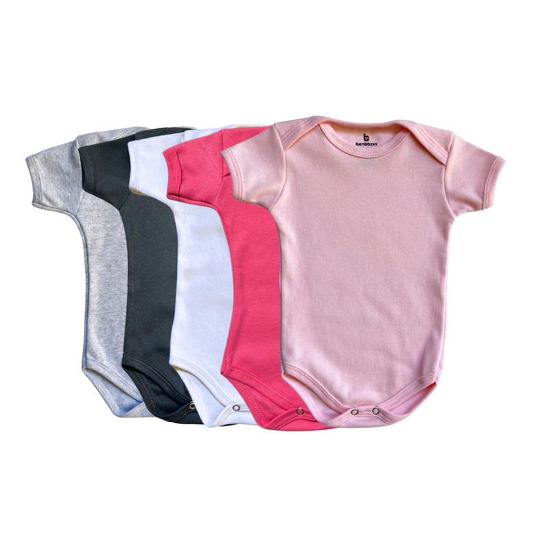 Kit Body Liso Bebê Neutro 5 Peças 100% Algodão - Conforto e Qualidade para Seu Bebê