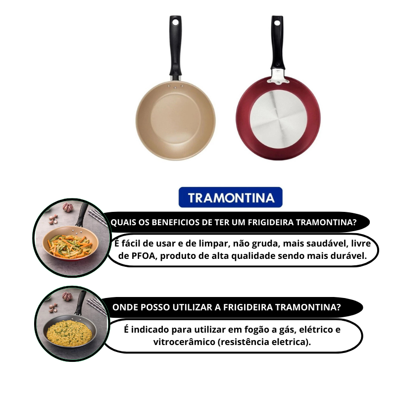 Kit 2 Frigideiras Tramontina Starflon Antiaderente 16cm e 20cm – Disponível em Chumbo ou Vermelho