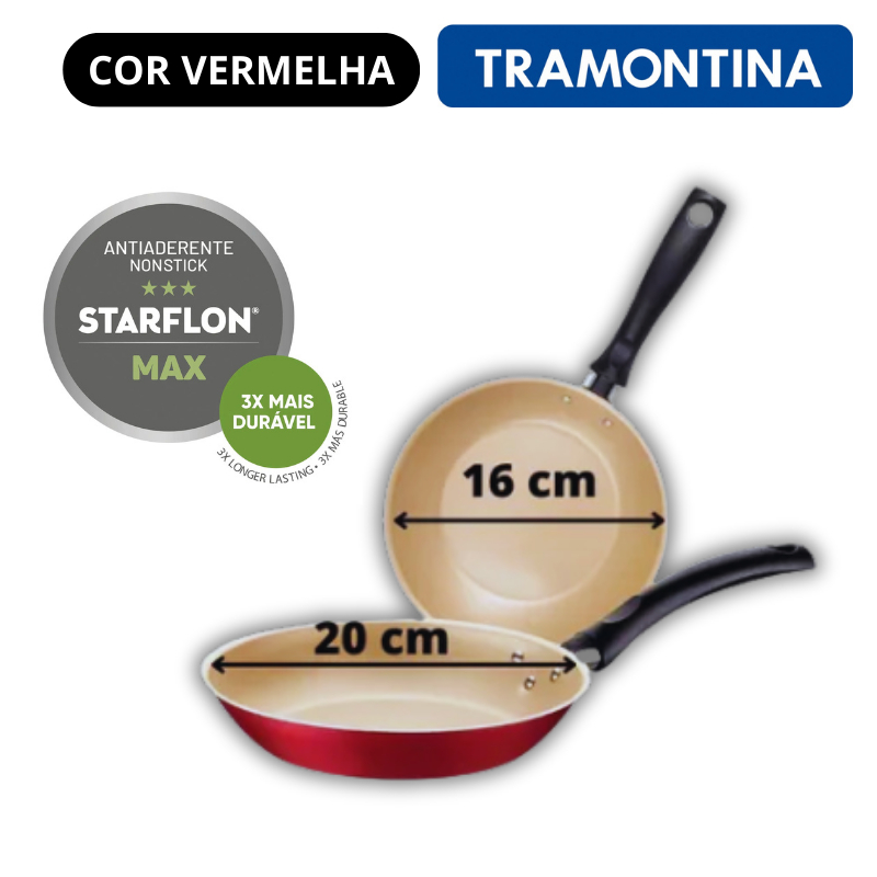 Kit 2 Frigideiras Tramontina Starflon Antiaderente 16cm e 20cm
