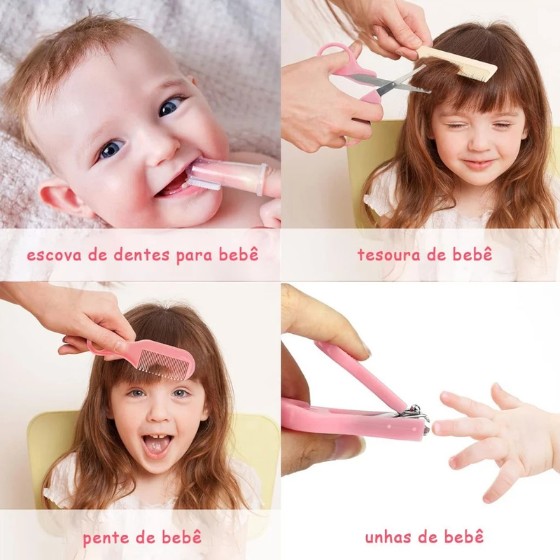 13 pçs Kit de higiene para bebê Kit cuidados recém nascidos Termômetro Cortador de unha Pente Tesoura Kit bebê higiene
