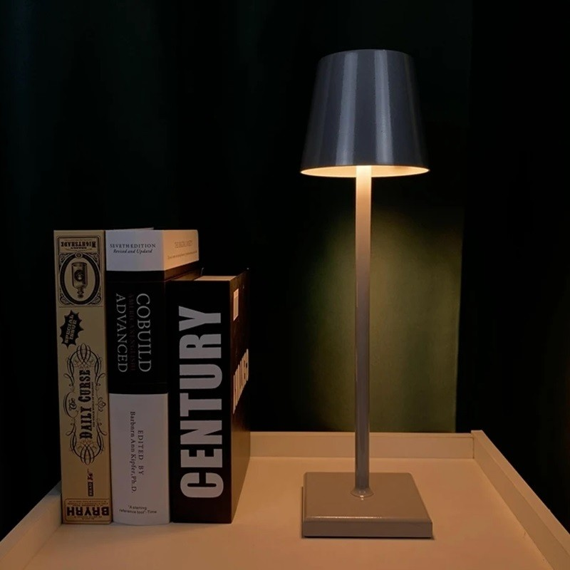 Luminária Abajur Mesa Led Touch Dimerizável Sem Fio Recarregável