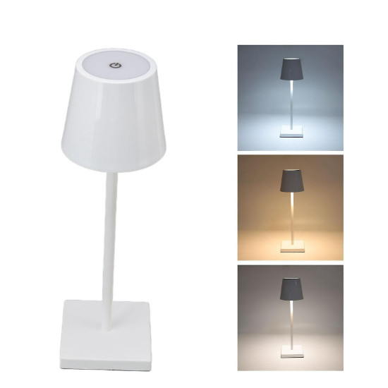 Luminária Abajur Mesa Led Touch Dimerizável Sem Fio Recarregável